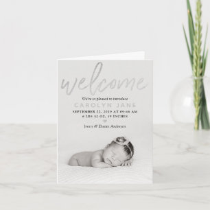 faire-part de naissance photo Silver Foil "Bienven