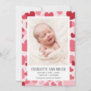Faire-part de naissance photo Sweet Hearts Saint
