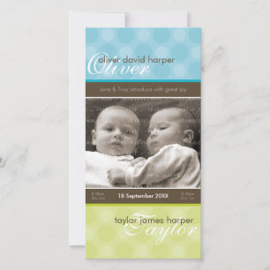 Faire-part de naissance PHOTO TWINS :: harmonie 3P
