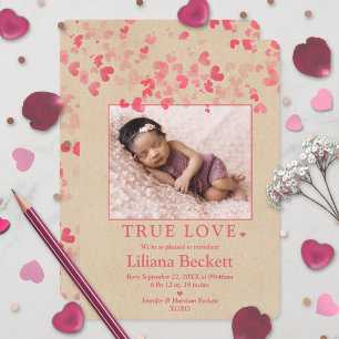 faire-part de naissance photo Valentine "True Love