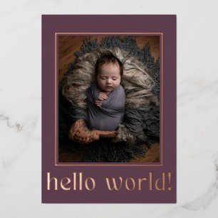 Faire-part de naissance photo violet moderne Hello