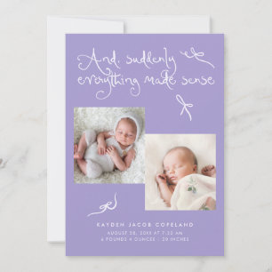 Faire-part de naissance photo Violette Doodles Mig