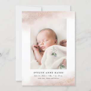 Faire-part de naissance photo Whimsical Pink Gold 