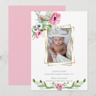 Faire-part de naissance | Poppies d'aquarelle rose