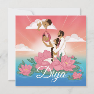 Faire-part de naissance pour une petite fille indi