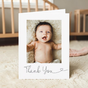 Faire-part de naissance remerciement cœur photo bé