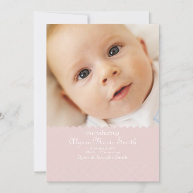 faire-part de naissance rose (Devant)