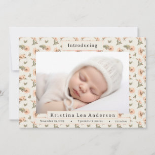 Faire-part de naissance rose Floral Baby Girl