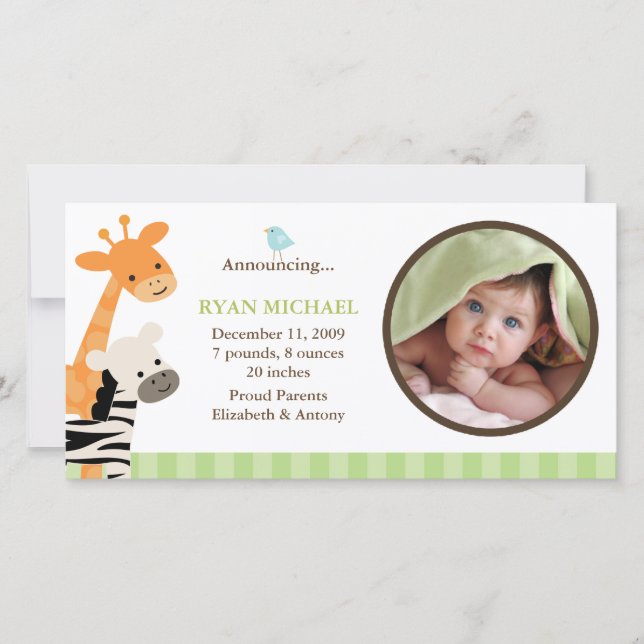 Faire-part de naissance Safari Friends (Devant)