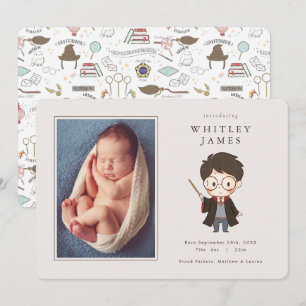 Faire-part de naissance simple Harry Potter Baby