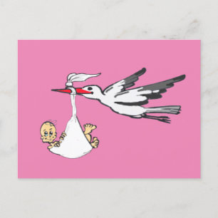 Faire-part de naissance Stork & Baby Girl Carte po