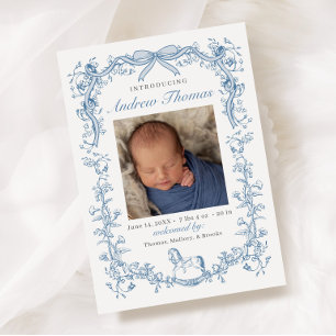 Faire-part de naissance Toile Bleue