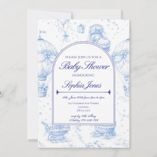 Faire-part de naissance Toile de Jouy bleue