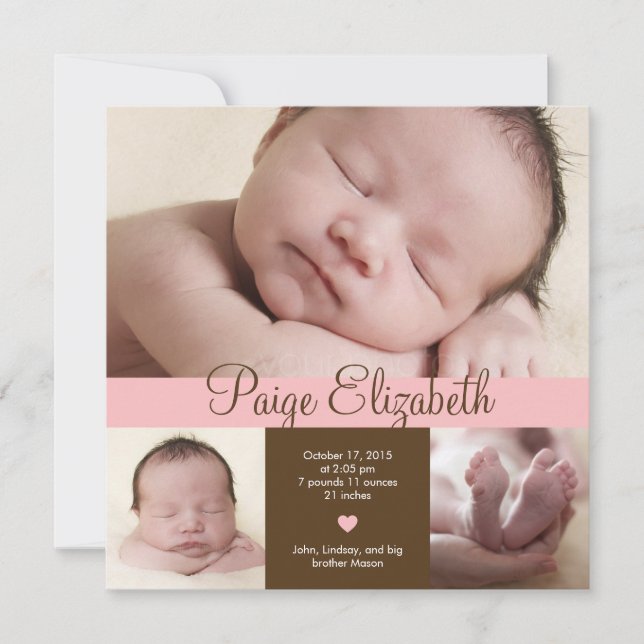 Faire-part de naissance tout simplement précieux - (Devant)