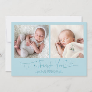 Faire-part de naissance Turquoise Merci Script Fan