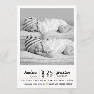 Faire-part de naissance Twin moderne