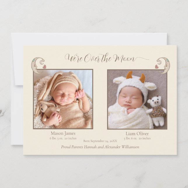 Faire-part de naissance Twins Sur Le Carte photo L (Devant)