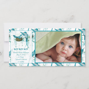 Faire-part de naissance vintage avec bébé garçon e