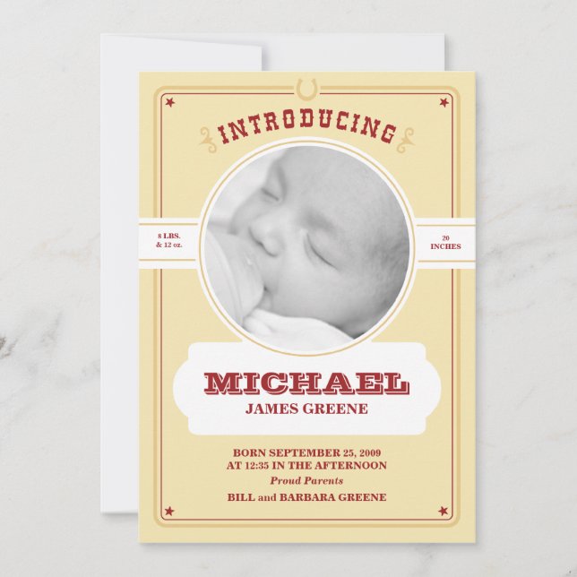 Faire-part de naissance Western Baby (Devant)