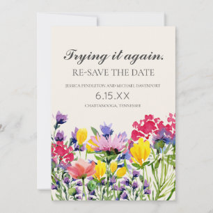 Faire-part de nouvelle date de mariage aquarelle f