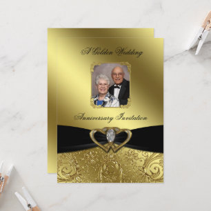 Faire-part de photo d'anniversaire de mariage d'or