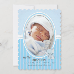 Faire-part de photo d'éléphant de bébé bleu