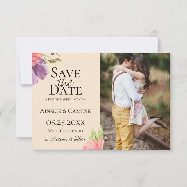 Faire-part de photo florale vaporeuse pour sauvega (Devant)