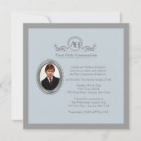 Faire-part de photo religieux avec monogramme symb