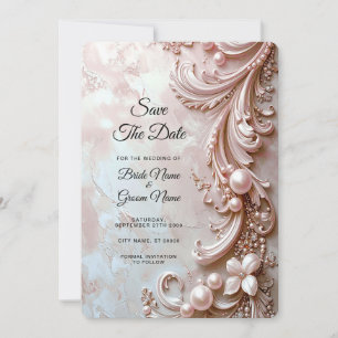 Faire-part de Pink Ornate Pearl et floral