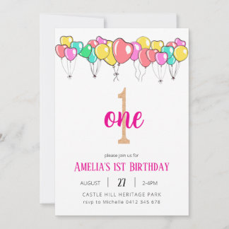 Faire-part de premier anniversaire, arc-en-ciel pa