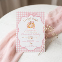 Faire-part de premier anniversaire Carreaux rose c