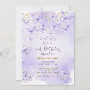 Faire-part de premier anniversaire Papillon Lavand