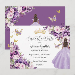 Faire-part de Quinceanera Floral Lilas Violet