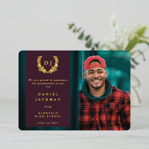 Faire-part de remise de diplôme avec monogramme et