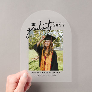 Faire-part de remise de diplôme avec photo en écri