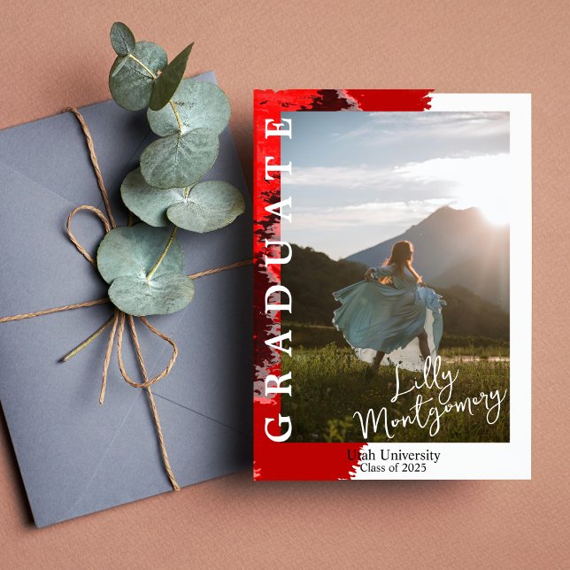 Faire-part de remise de diplôme avec photo en marb (Créateur téléchargé)