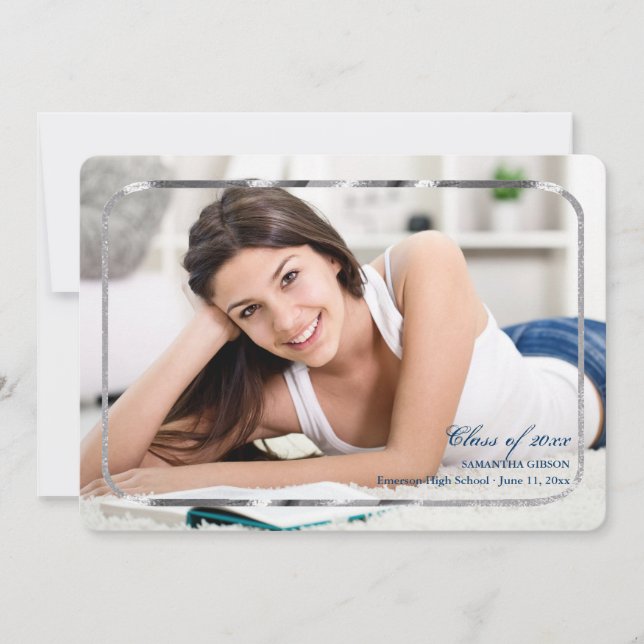 Faire-part de remise de diplôme avec photo encadré (Devant)