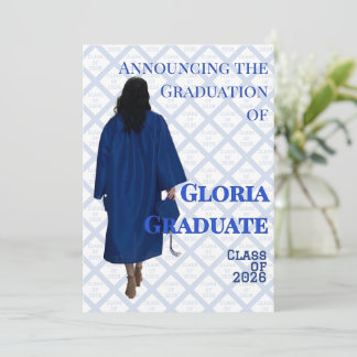 Faire-part de remise de diplôme bleu et blanc