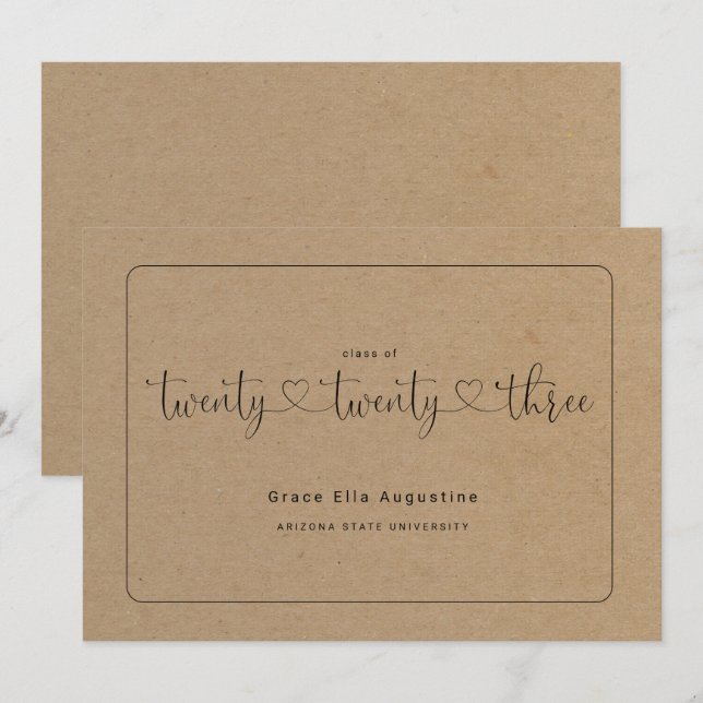 Faire-part de remise de diplôme d'une femme mignon (Devant / Derrière)