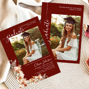 Faire-part de remise de diplôme floral boho Bourgo