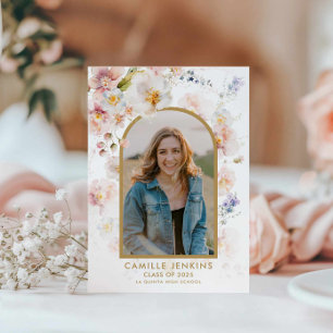 Faire-part de remise de diplôme photo Boho Wildflo