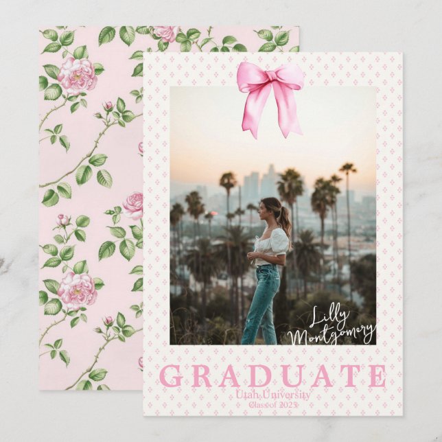 Faire-part de remise de diplôme photo Coquette Cot (Devant / Derrière)