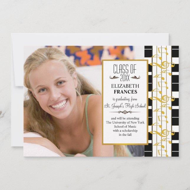 Faire-part de remise de diplôme sur une note joyeu (Devant)