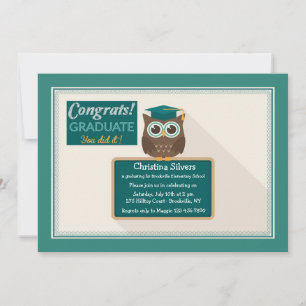 Faire-part de remise de diplômes au hibou sur tabl