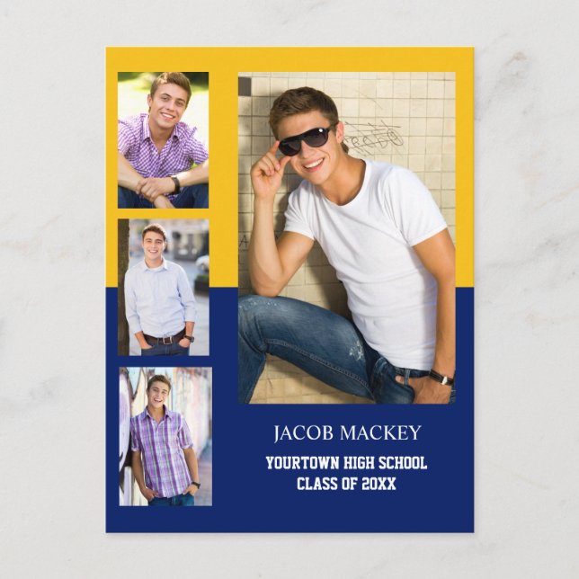 Faire-part de remise des diplômes 4 Photos Collage (Devant)