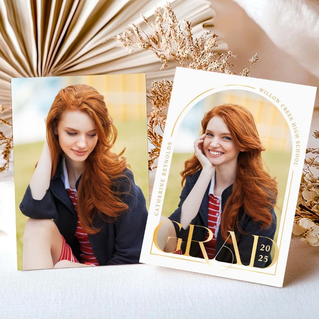 Faire-part de remise des diplômes photo or moderne (Créateur téléchargé)