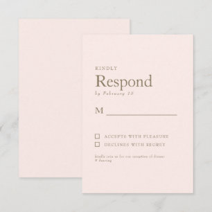 Faire-part de réponse de mariage à texte simple or