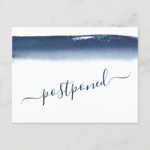 Faire-part de report de mariage à l'aquarelle bleu