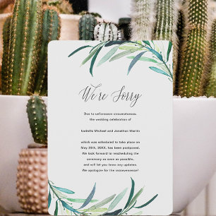 Faire-part de report du Mariage botanique feuillu