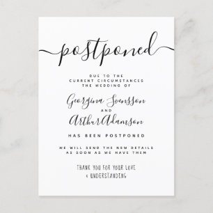 Faire-part de report du Mariage de script reporté